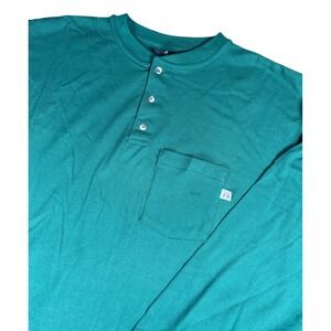 Tyndale‎ FR Flame Resistant Long Sleeve Henley Shirt Pocket Green XL